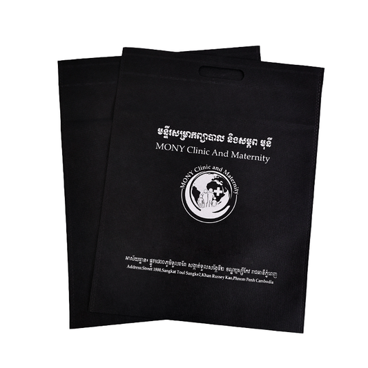 Black non-woven four-finger flat tote bag 8.5