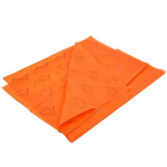 Orange wrapping paper pattern printed with gold