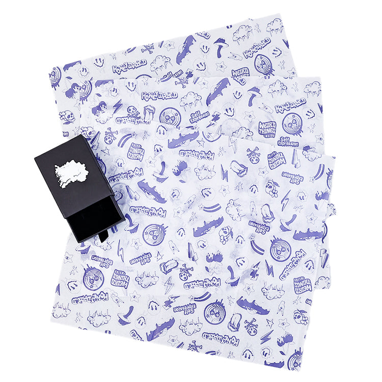White Shirley Paper Small Size Various Patterns Printed Blue Wrapping Paper