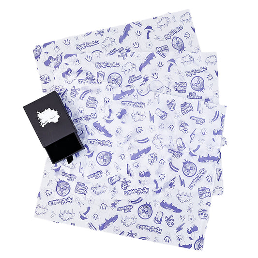 White Shirley Paper Small Size Various Patterns Printed Blue Wrapping Paper