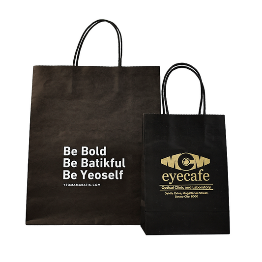 Black all over print brown kraft paper tote bag