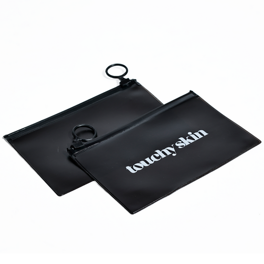 Black frosted ring zipper bag