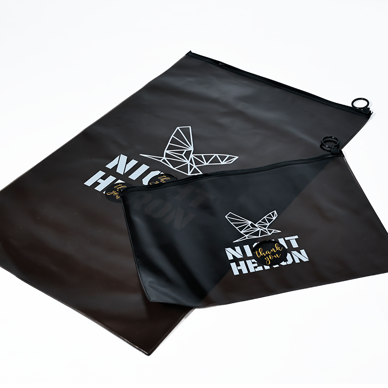 Black PVC frosted zipper bag in various sizes