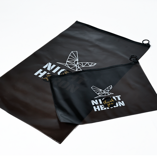 Black PVC frosted zipper bag in various sizes