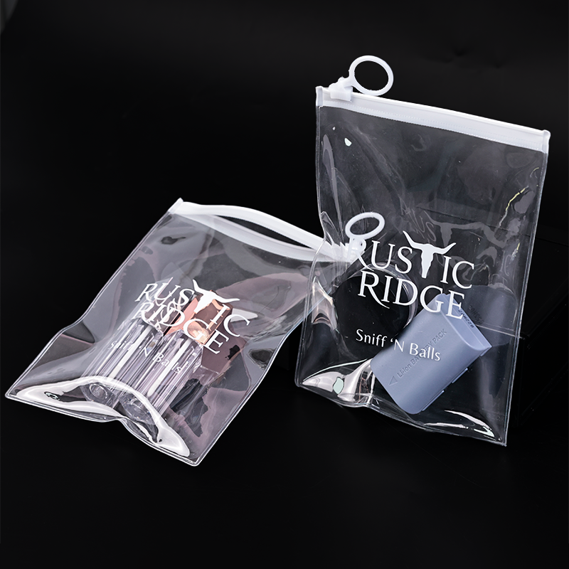Long transparent PVC zipper bag with ring