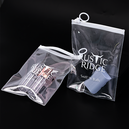 Long transparent PVC zipper bag with ring
