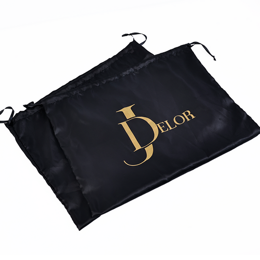 Black long pattern gold-stamped drawstring bag 8.16