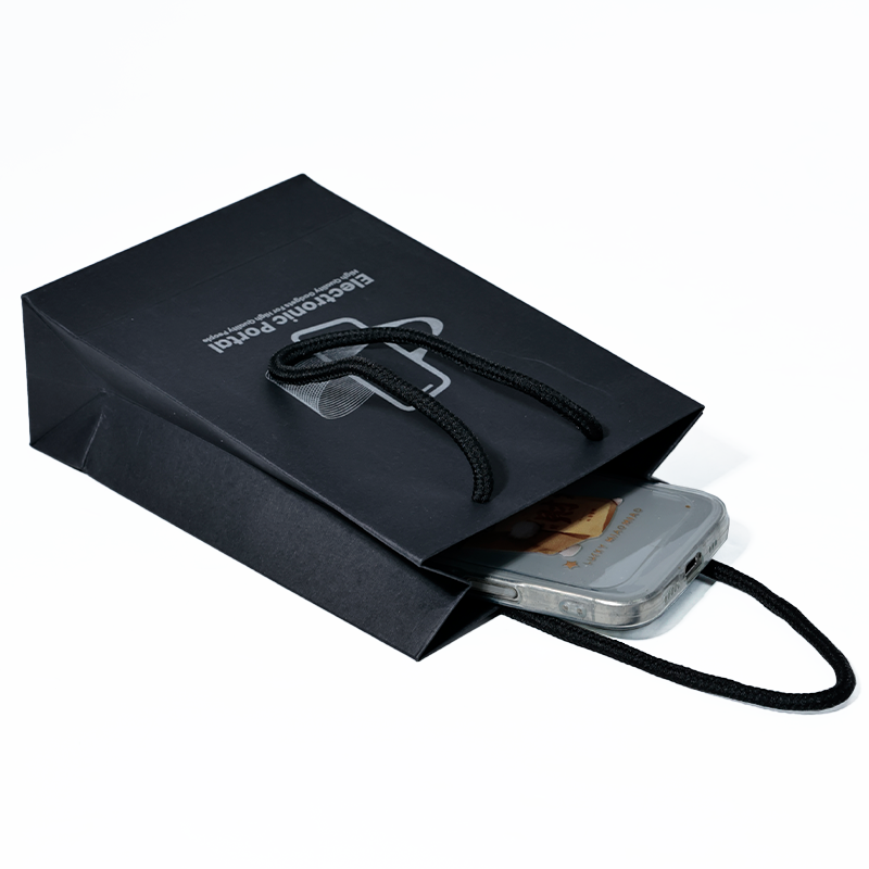 Black pattern silver printed paper bag