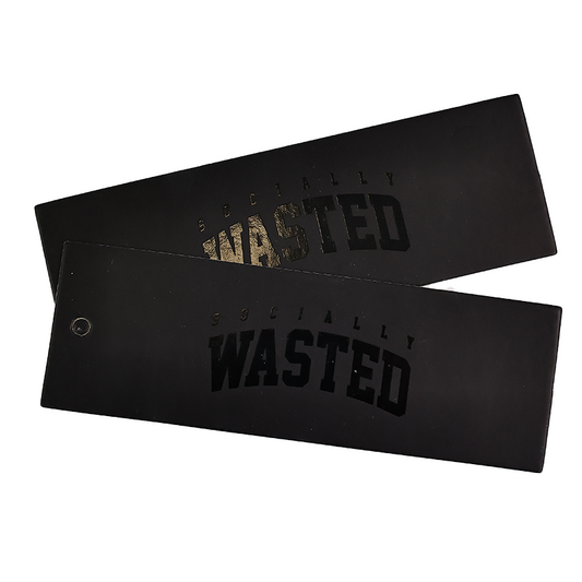 Black long UV printed hangtag 2.22