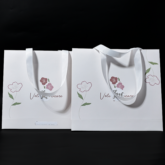 White small bottom side drawstring tote bag