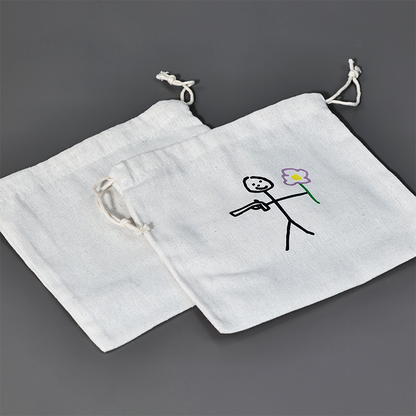 White small size canvas drawstring bag 4.8