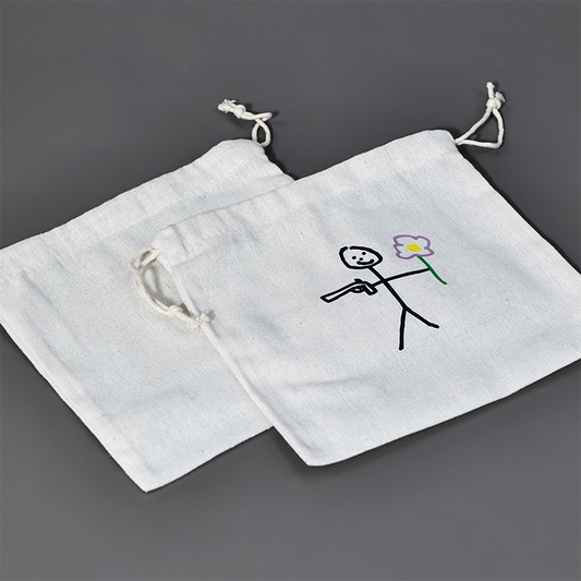 White small size canvas drawstring bag 4.8