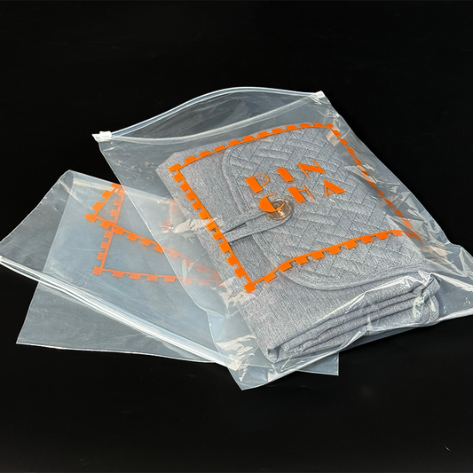 Orange printed transparent PE zipper bag