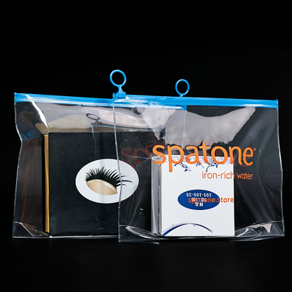 Blue transparent PVC zipper bag
