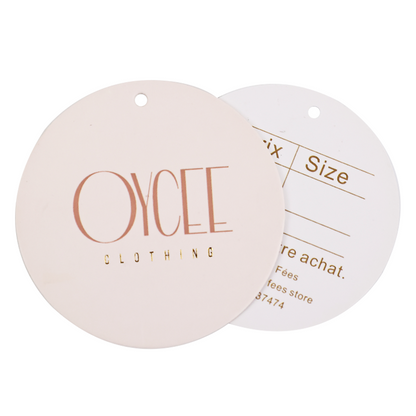 Round pattern gold stamping hangtag 2.19