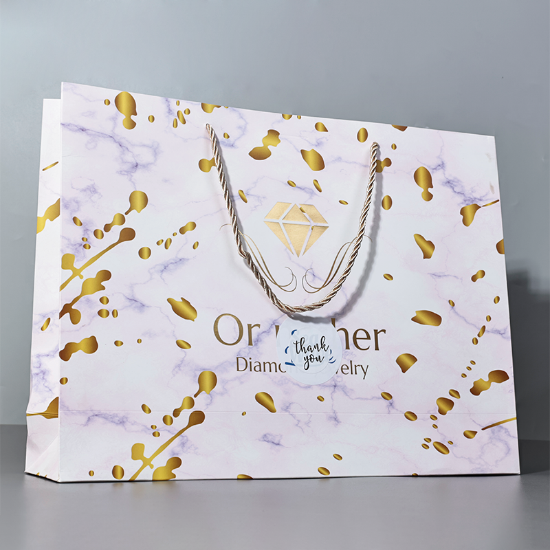Marble pattern all over print gold stamped tote bag