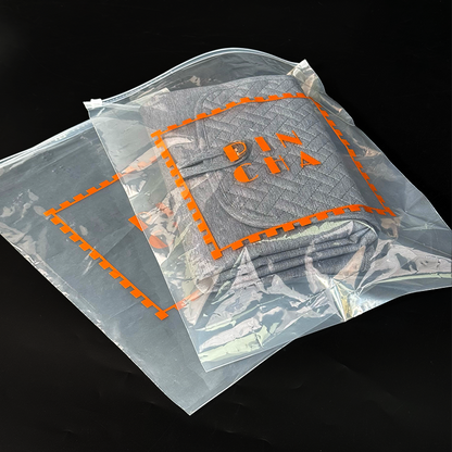Orange printed transparent PE zipper bag