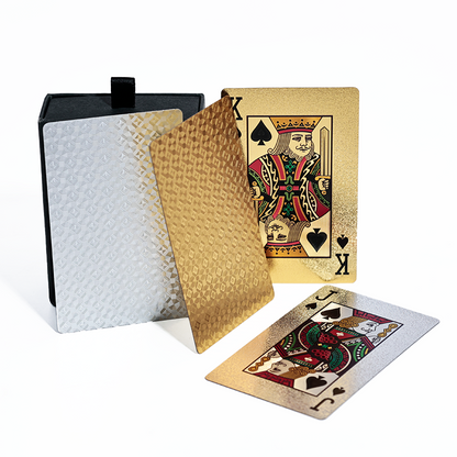 Gold and silver full-page glitter poker cards 11.28