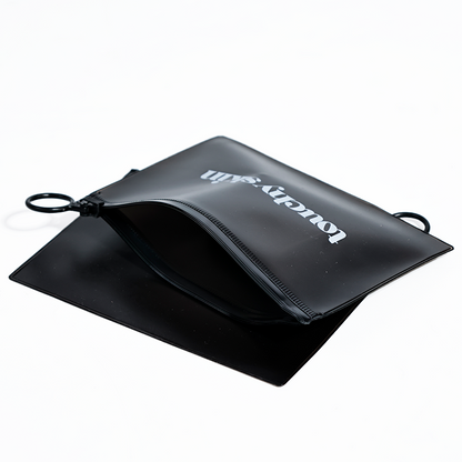 Black frosted ring zipper bag