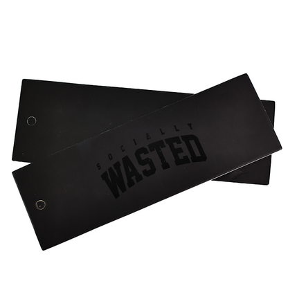 Black long UV printed hangtag 2.22