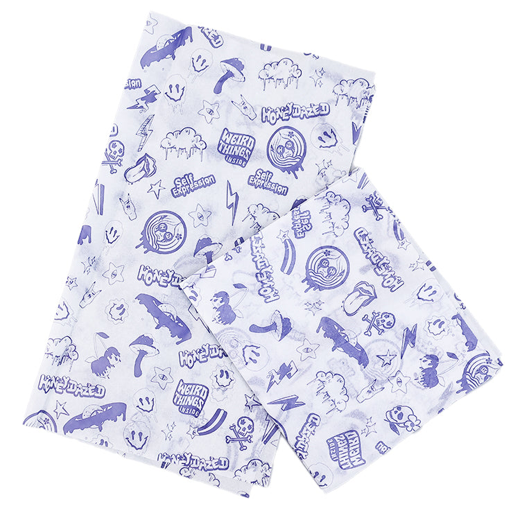 White Shirley Paper Small Size Various Patterns Printed Blue Wrapping Paper