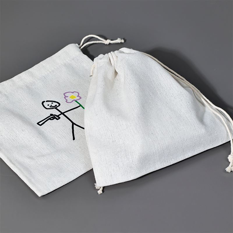 White small size canvas drawstring bag 4.8