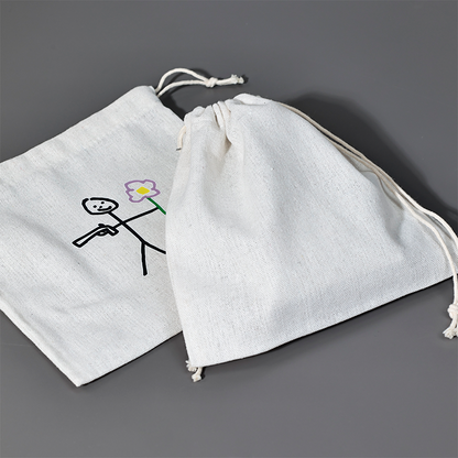White small size canvas drawstring bag 4.8