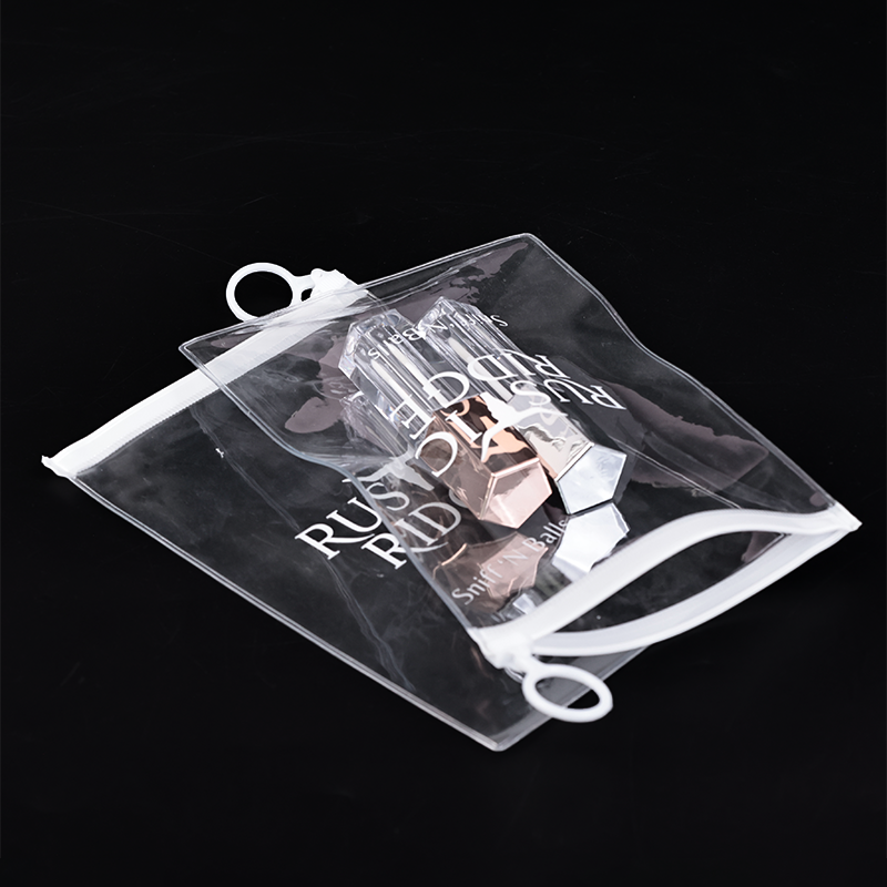 Long transparent PVC zipper bag with ring