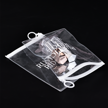 Long transparent PVC zipper bag with ring