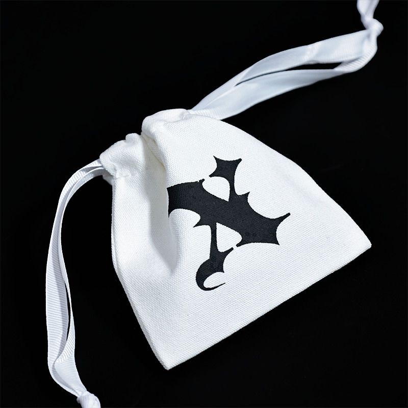 White small canvas drawstring bag 12.17