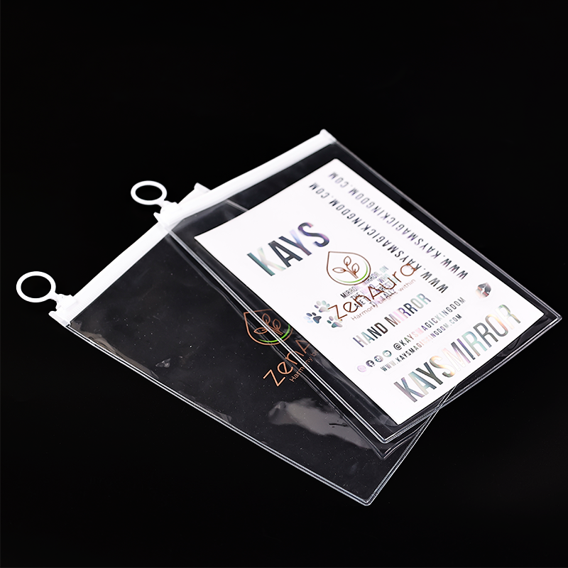 White transparent PVC ring zipper bag