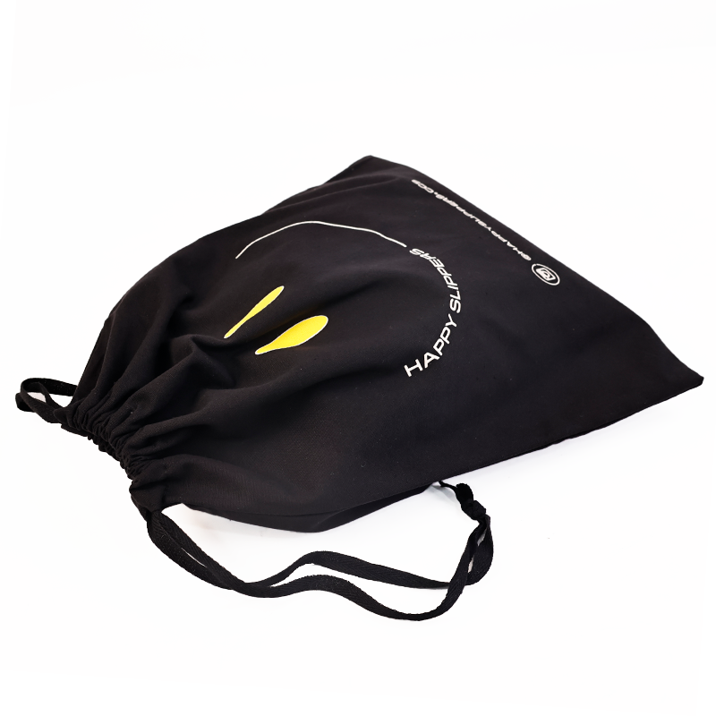 Black canvas drawstring bag 7.8