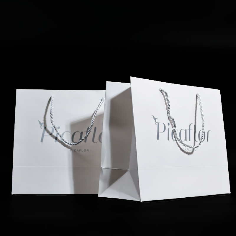 White pattern hot stamping silver card tote bag