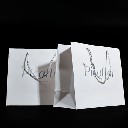 White pattern hot stamping silver card tote bag