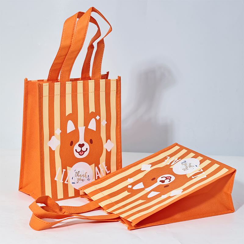 Orange full print non-woven tote bag 3.31
