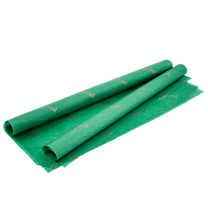 Green wrapping paper pattern with gold foil printing