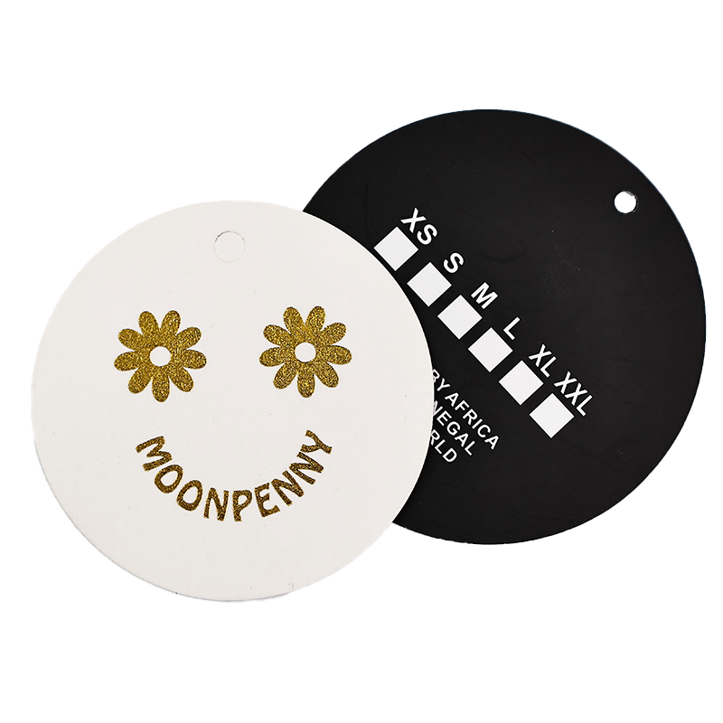 Round black and white hot stamping pattern hangtag 2.27