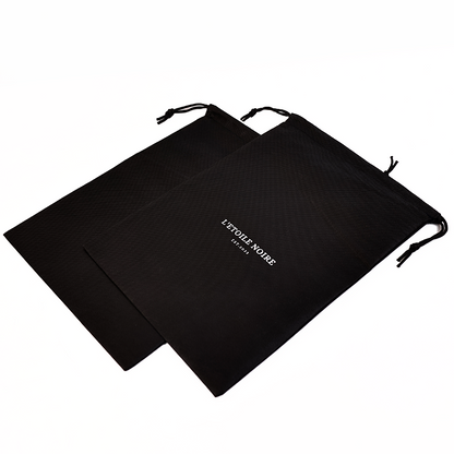 Black non-woven drawstring bag 7.18