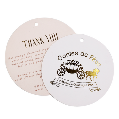 Round pattern gold stamping hangtag 2.19