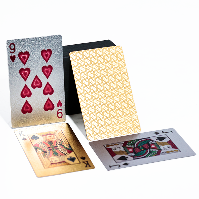 Gold and silver full-page glitter poker cards 11.28
