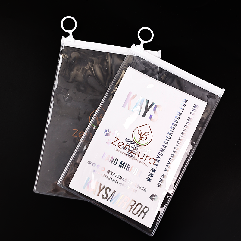 White transparent PVC ring zipper bag