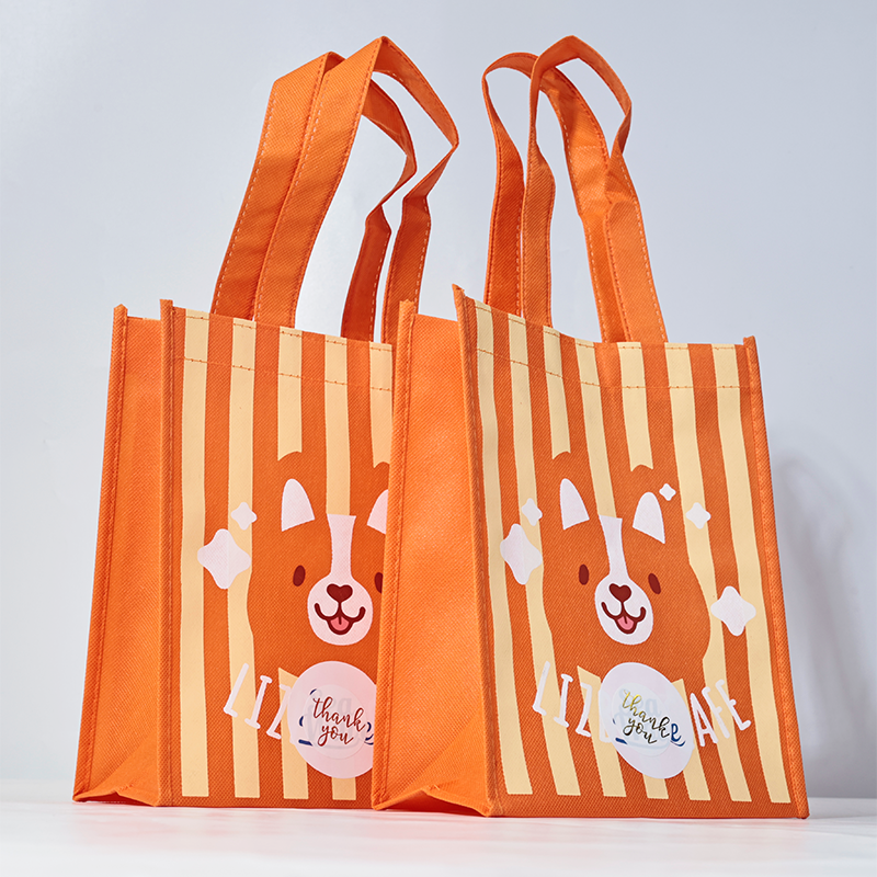 Orange full print non-woven tote bag 3.31