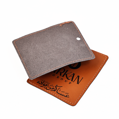 Brown embossed imitation leather hangtag 7.29