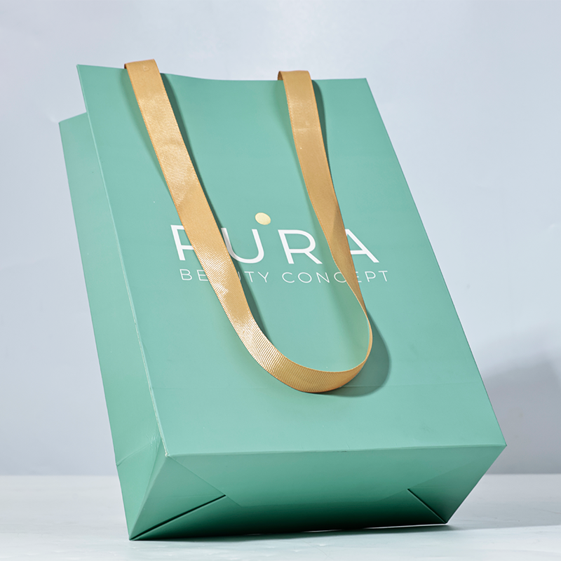 Green full-printed extended paper bag