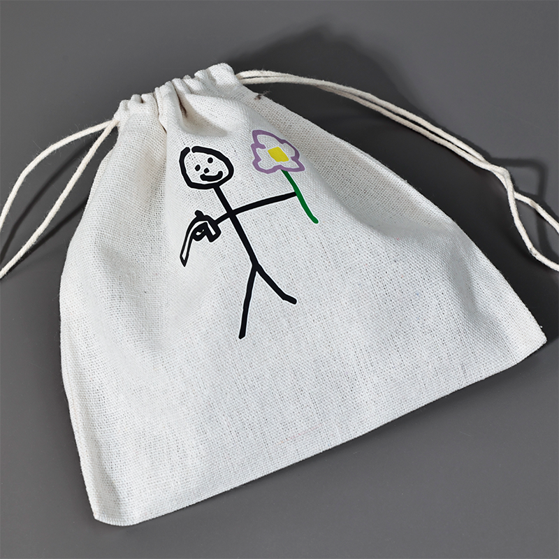 White small size canvas drawstring bag 4.8