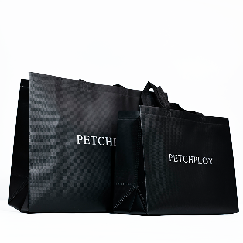 Black glossy multi-size non-woven tote bag 12.4
