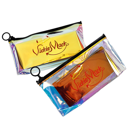 Black pull ring rectangular laser zipper bag