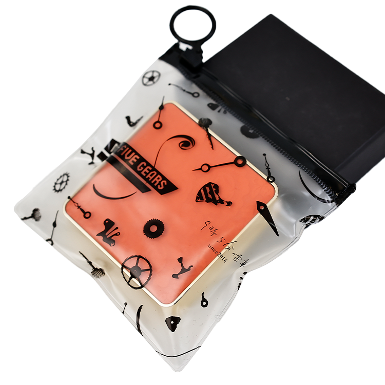 Black pull ring pattern single side full print frosted zipper bag