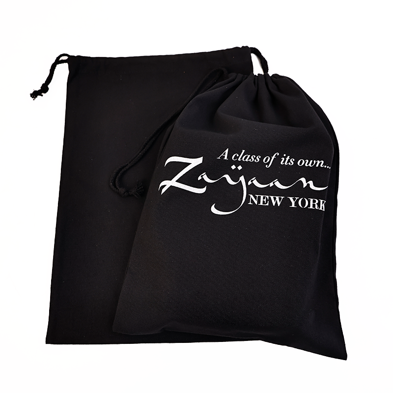 Black cotton drawstring bag 7.17