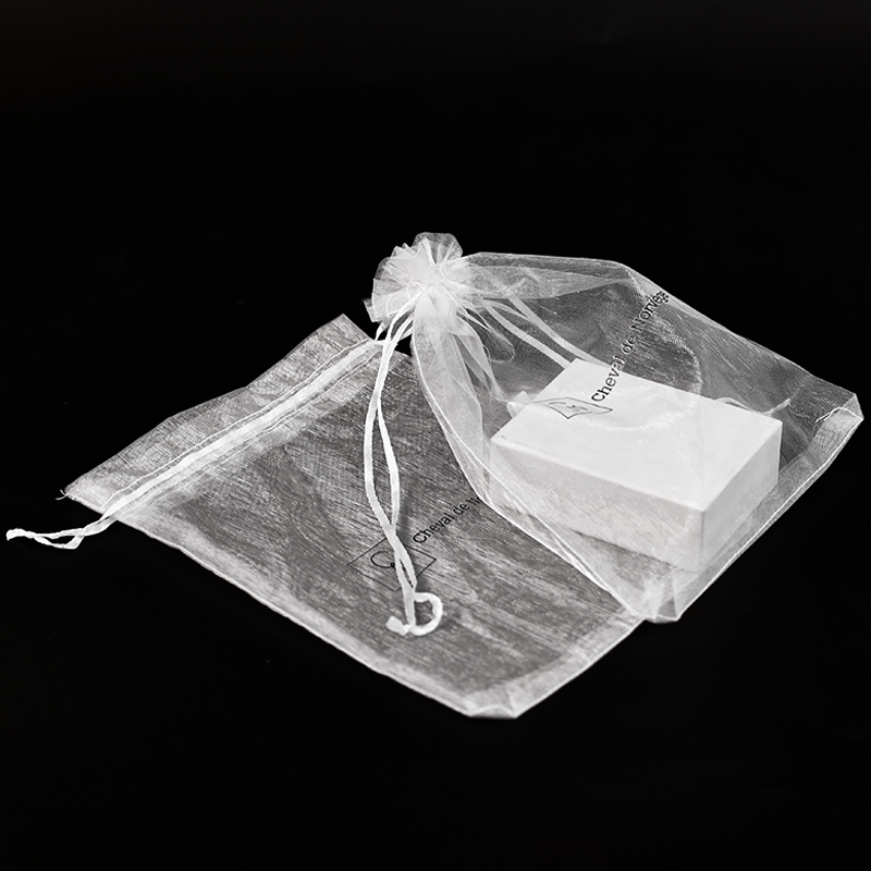 White transparent mesh drawstring bag 7.23